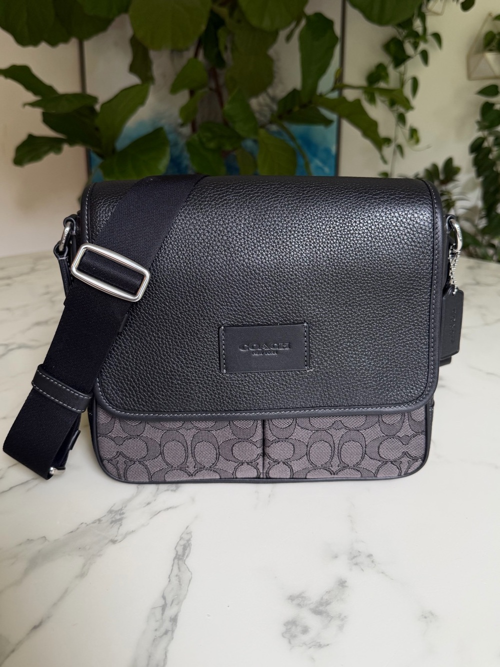COACH Sprint Map Bag 25 Crossbody In Signature Jacquard Black Charcoal CE534